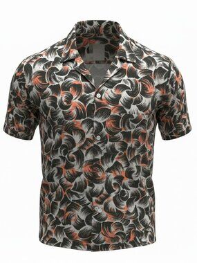 Vintage Visage Astro Mode Men's Medium Abstract Floral Cotton Button Up Shirt